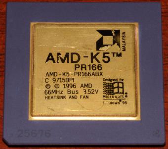 AMD-K5 PR166 CPU PR166ABX, 66MHz Bus, 3.52V, A-77 Logo, Malaysia 1996